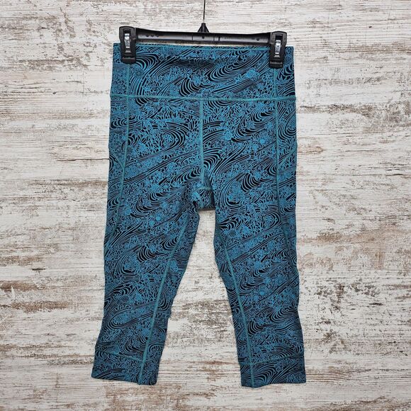 Lululemon Womens In Movement Crop Everlux 19" Kitakami Spirit Green Black size 8 - Picture 1 of 7